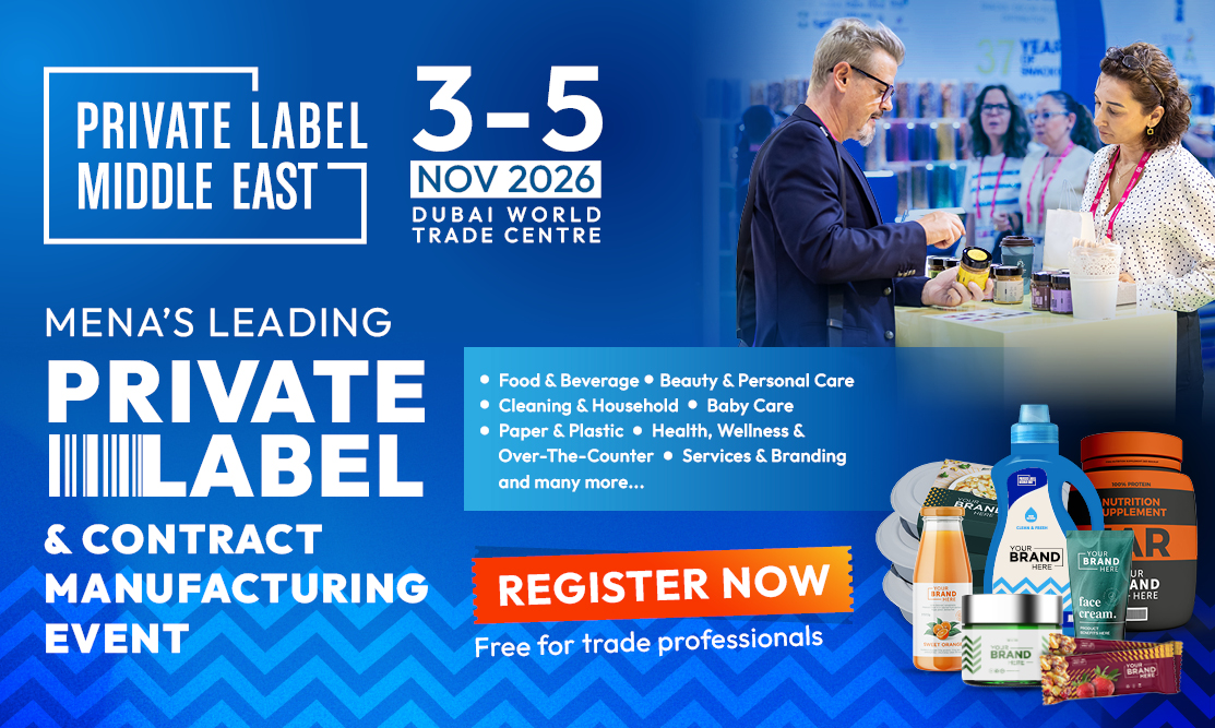 Private Label Middle East 2026, 3-5 November, Dubai World Trade Centre: free registration for trade professionals