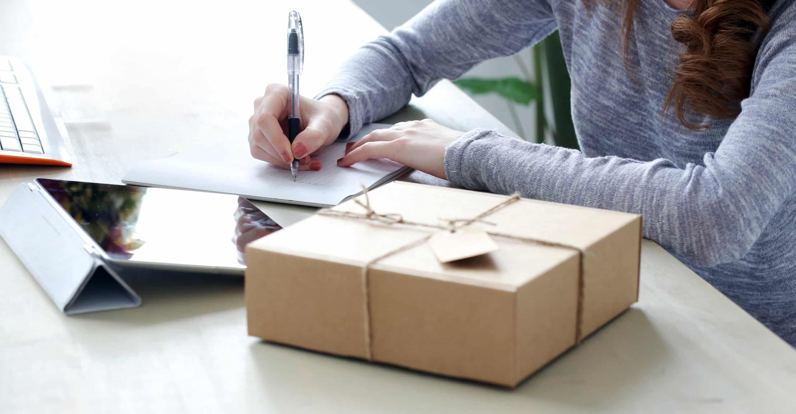 DTC Delivery, mail. Package on the table