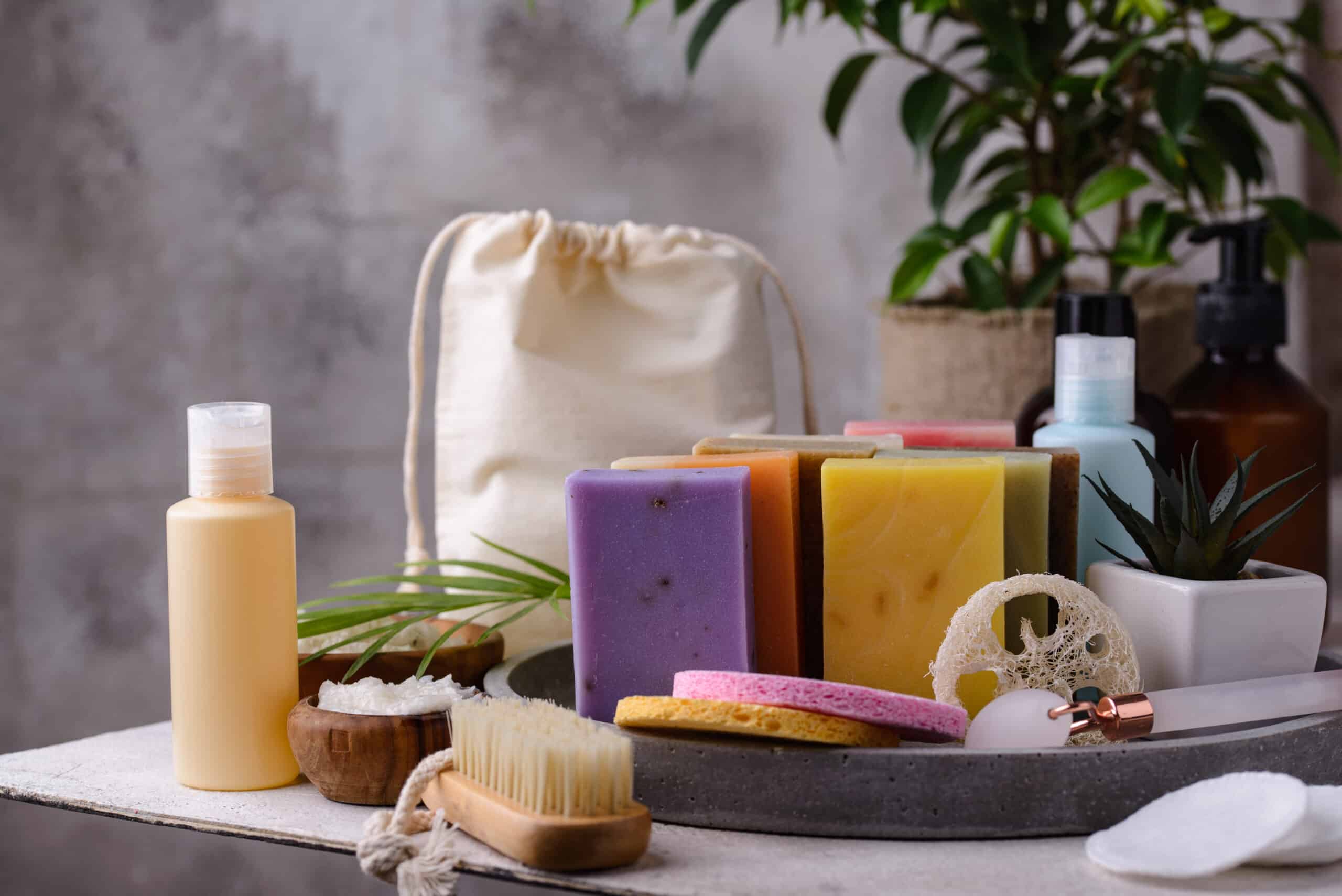 Reusable skincare accessorize. Zero waste sustainable lifestyle concept