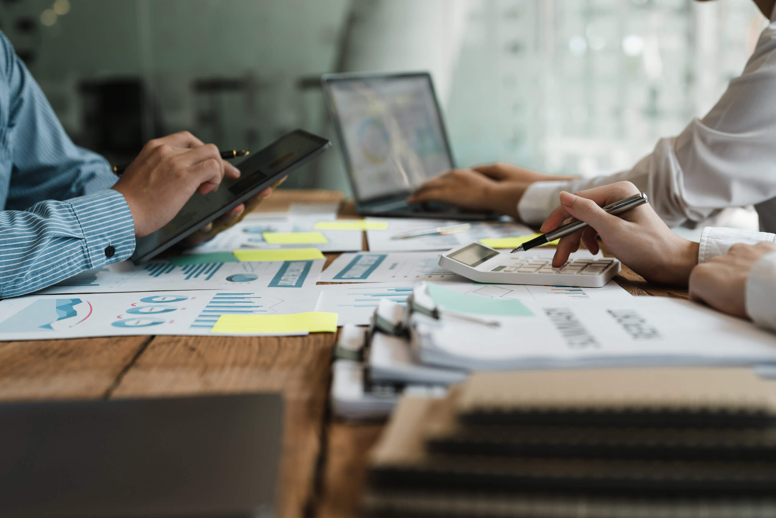 Business People Analyzing Statistics Business Documents, Financial Concept.
