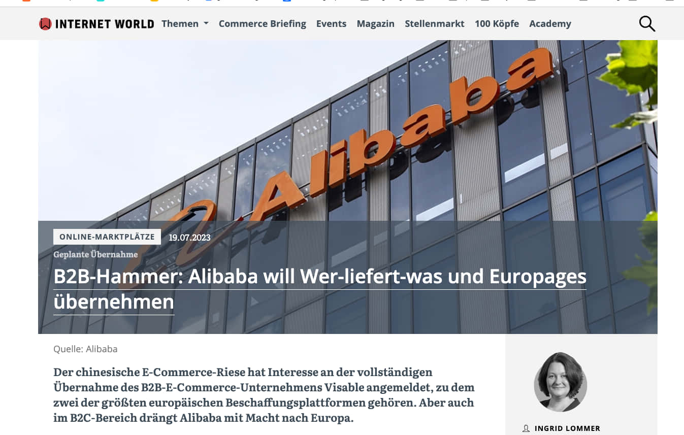 Alibaba acquires Europages and Wer liefert was