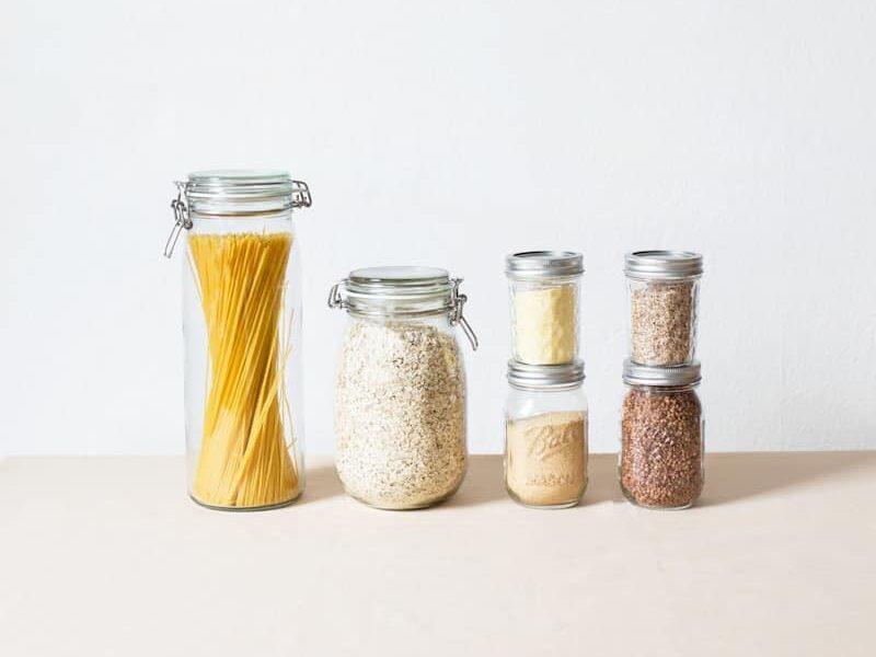 six assorted spice containers