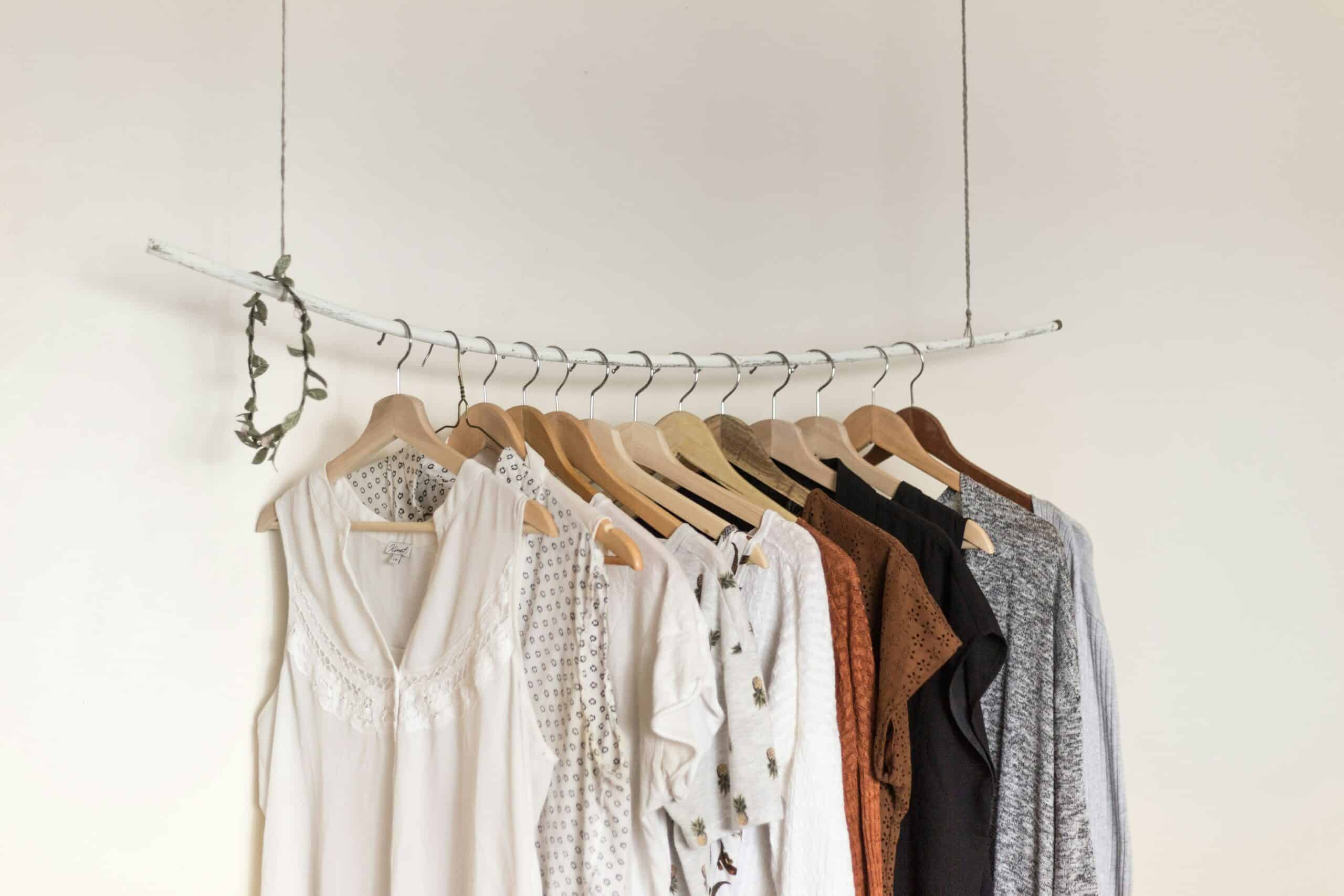 Shirts hanging on a rack