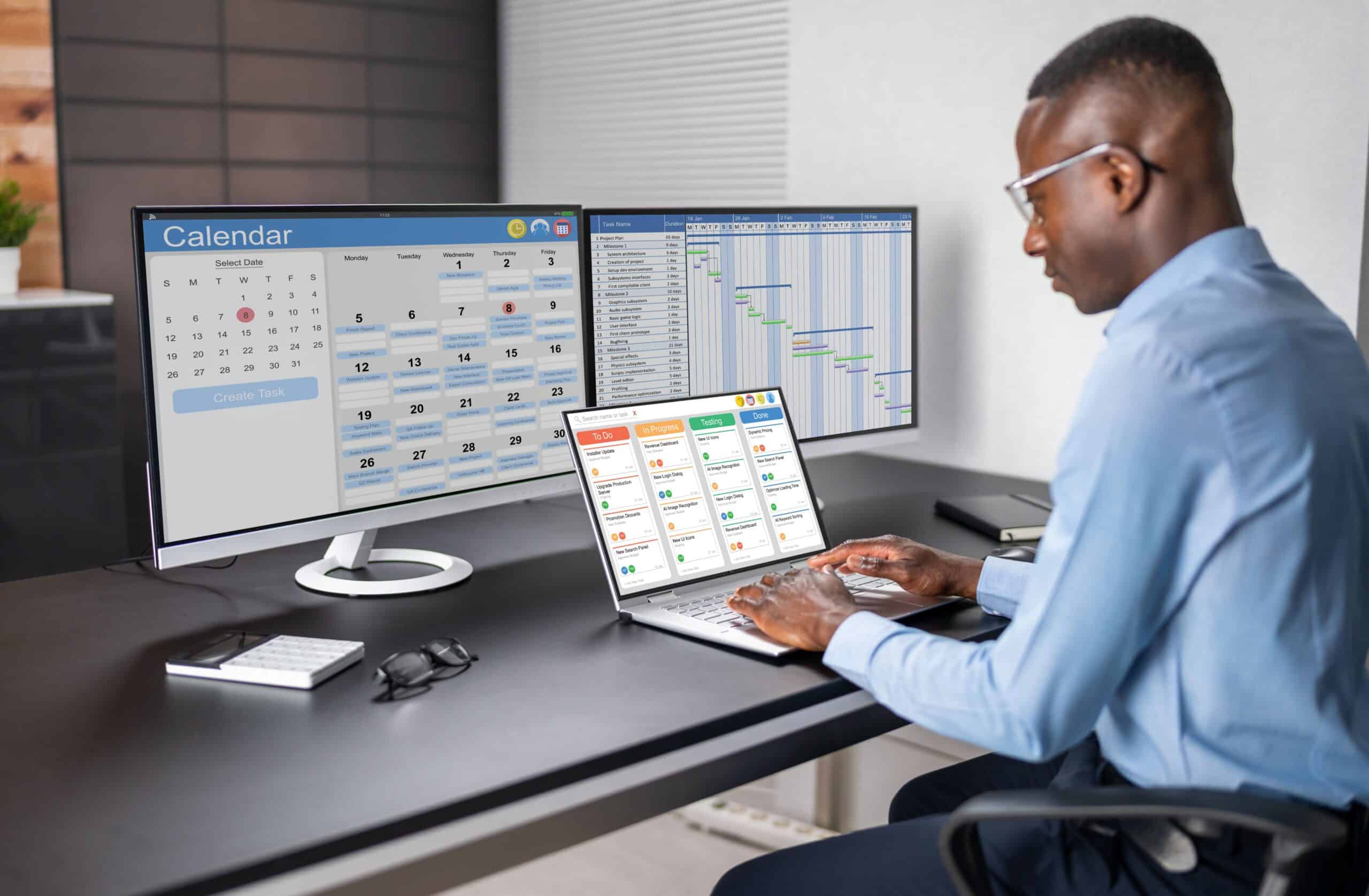 A man using a supplier management software