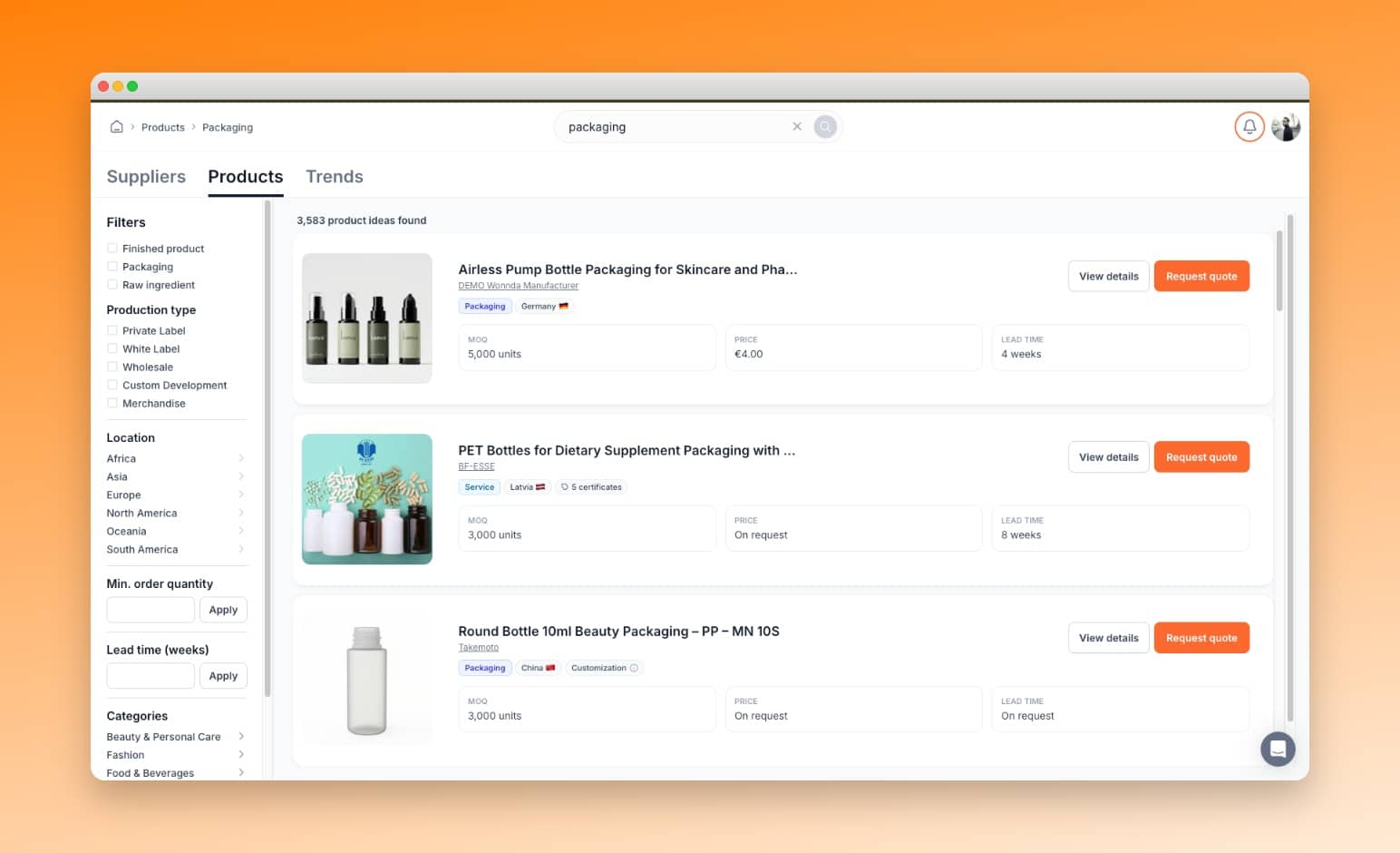 Plattform, um Hersteller von Kosmetikverpackungen zu finden